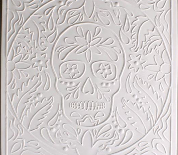 Textured Fusing Tile - Day of the Dead - Click Image to Close